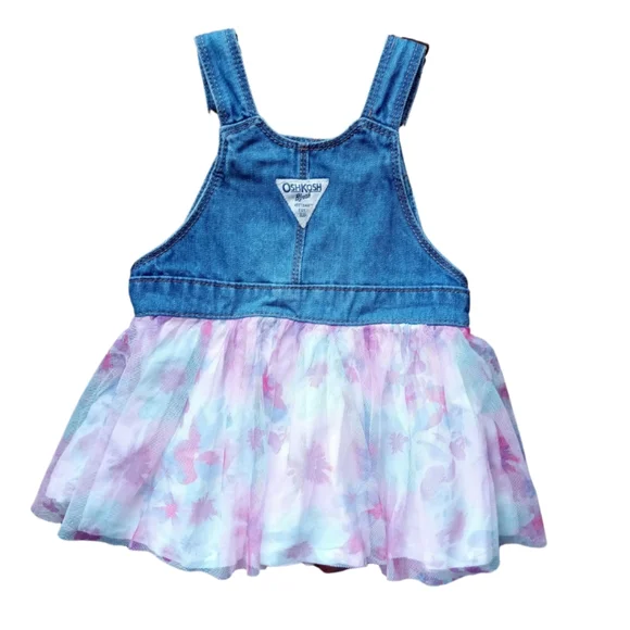 OSHKOSH B’GOSH Dress Floral Denim Overalls - Picture 5 of 5